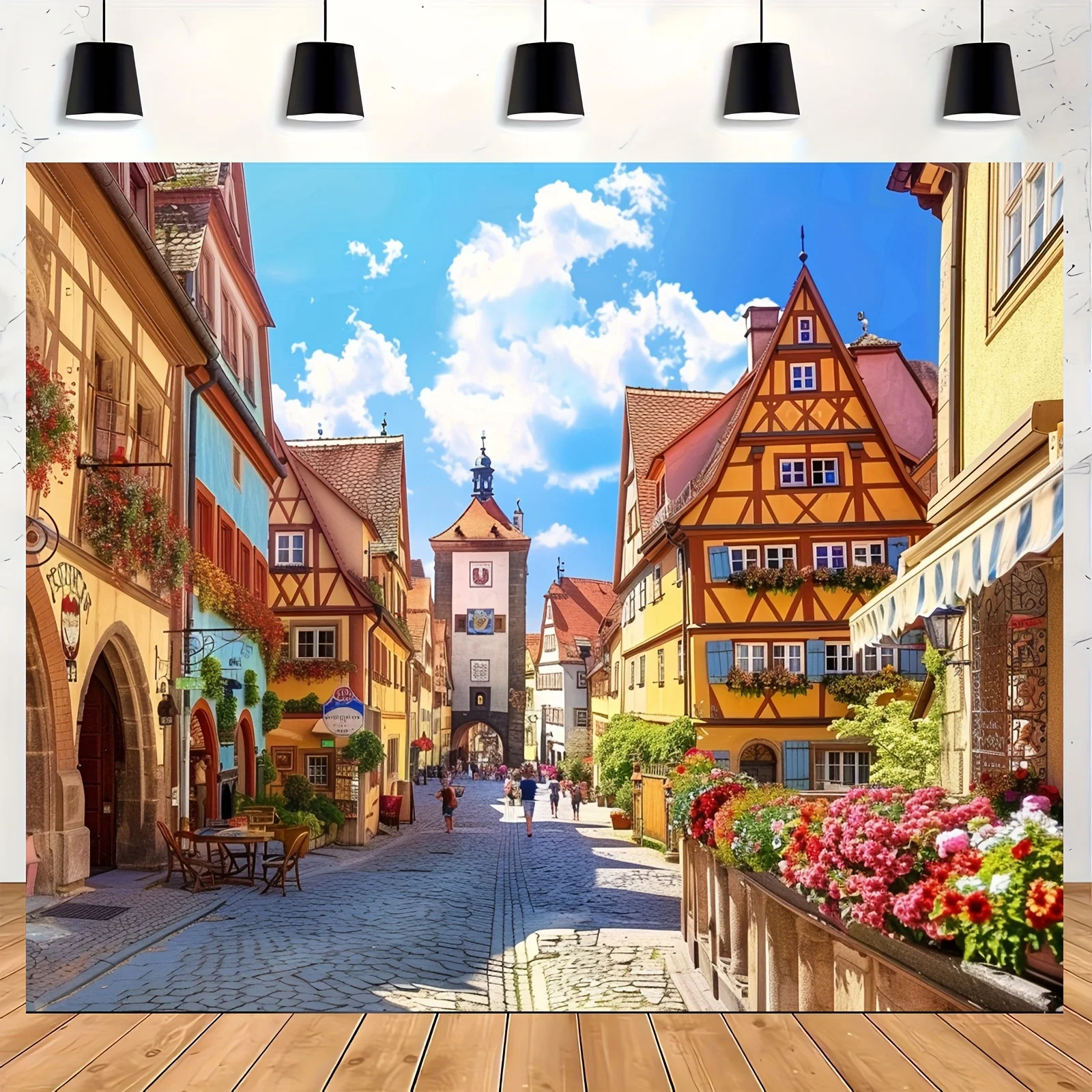 VIKAMA Bayerische Straßenszene, Münchner, Oktoberfest, Banner, Wandteppich, deutsches Bierfest, dekorativer Wandbehang