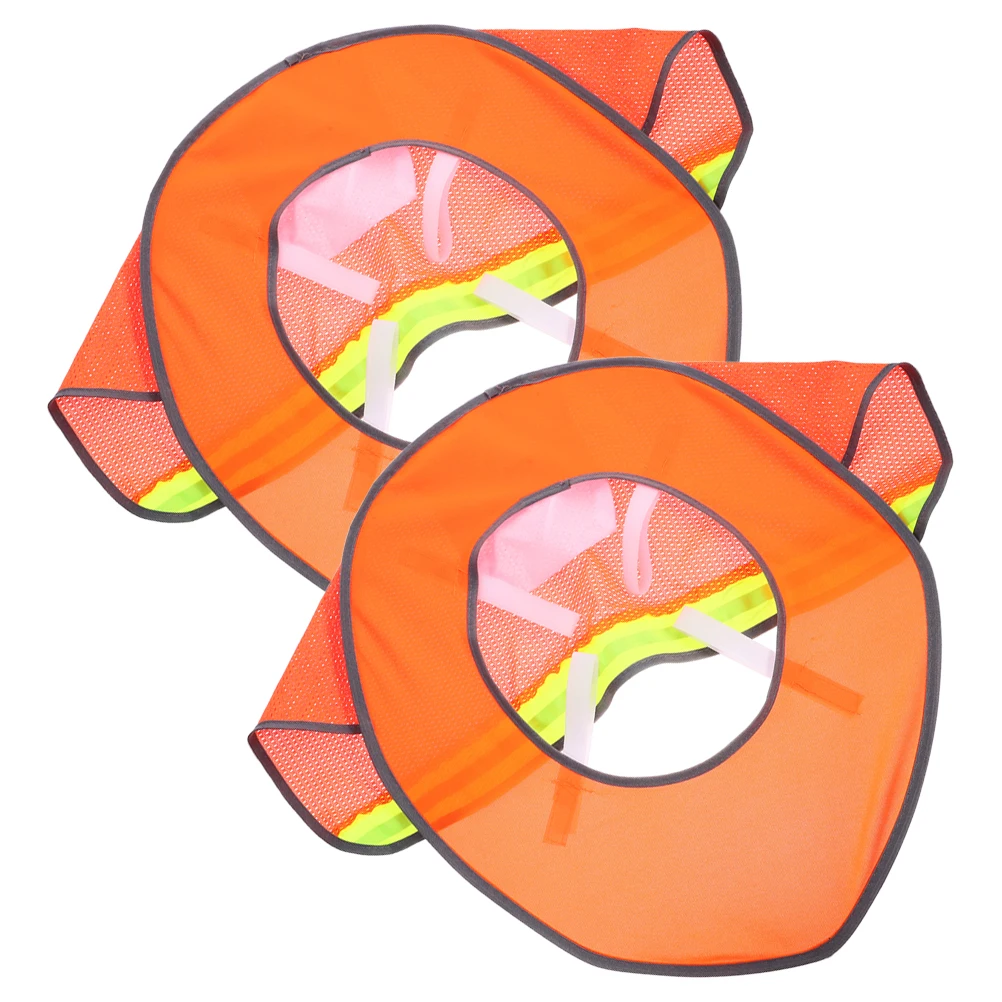 2Pcs Sun Protection Visor for Hard Hat with Reflective Strips Orange Mesh Full Brim Construction Outdoor Safety