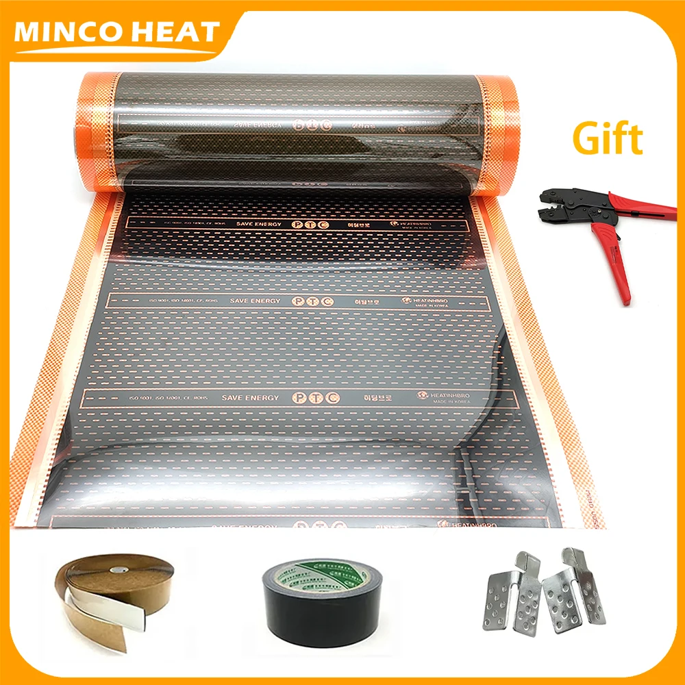 

Minco Heat 220~240 Вт/ ㎡ Комплекты оранжевых нагревательных пленок PTC 220В переменного тока для систем теплого пола 10~50 кВт ㎡ Наборы