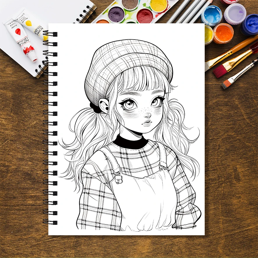 Beautiful Lady Adult Coloring Book - 8.3x 11.2 Inch 32 Page Coloring Book - Helps Reduce Stress and Ease Emotions