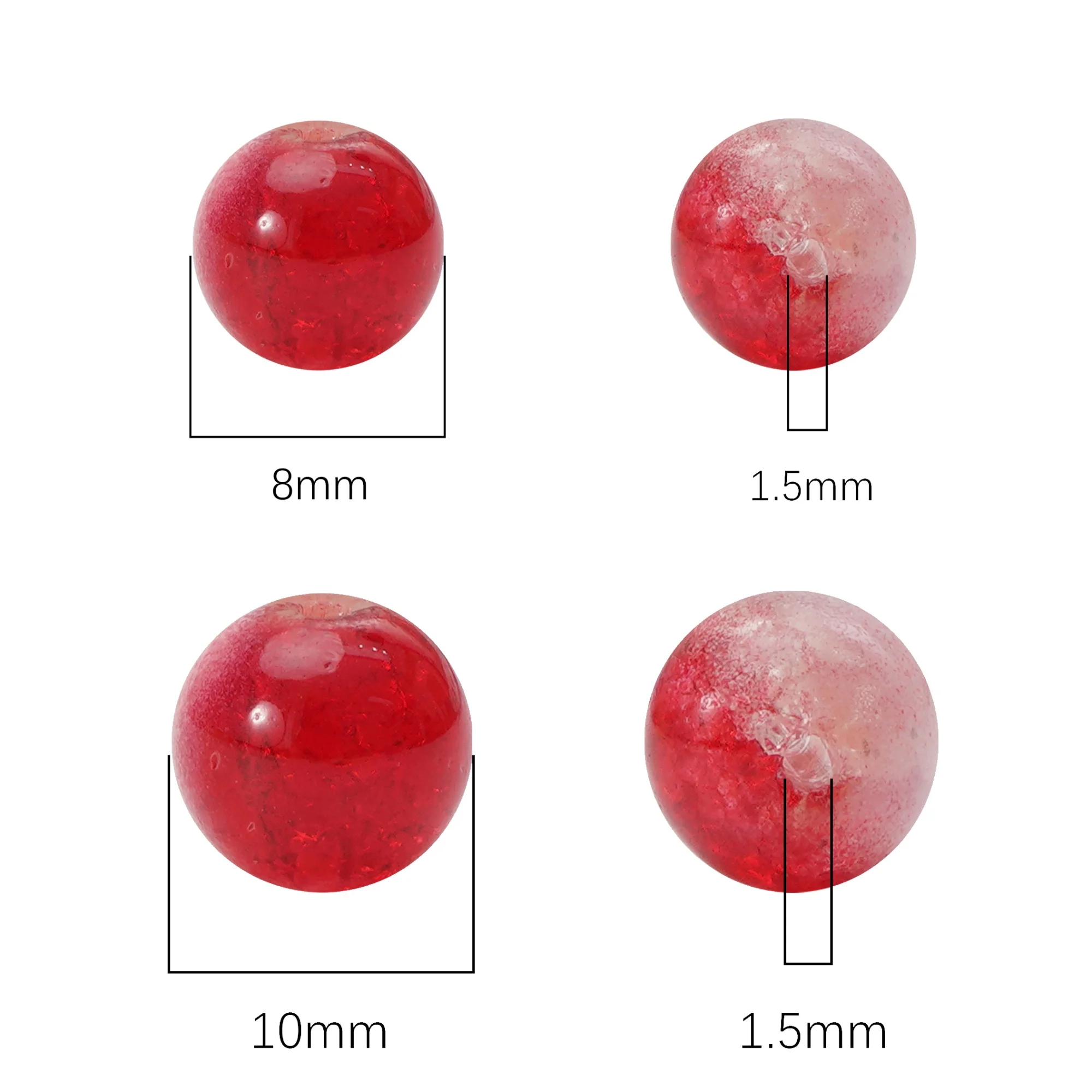 8/10mm 20/30pcs Colorful Crackle Glass Round Beads Loose Spacer Beads For DIY Bracelet Necklace Jewelry Making Craft Accessories