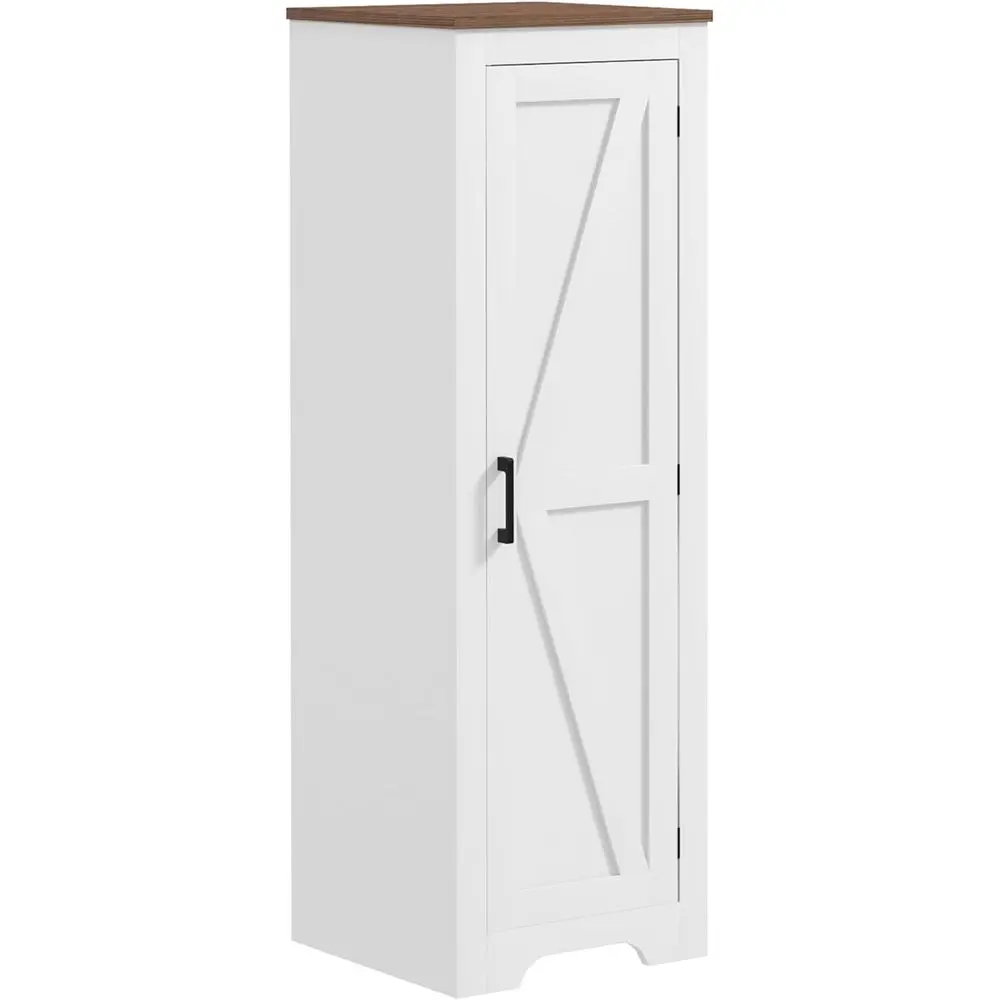 

armhouse Storage Cabinet with Adjustable Shel, Single Barn Door Small Bathroom Storage Cabinet or Living Room, loor Pantry Cabin