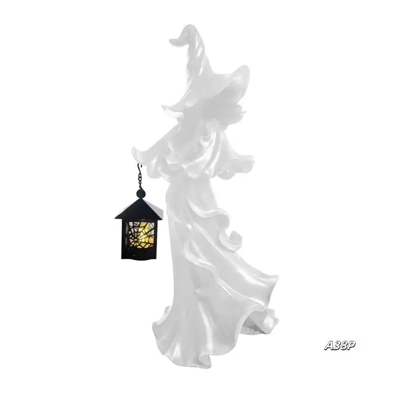 

Halloween Witch Resin Sculpture Ghost Sculpture With Lanterns Antique Halloween Decorations