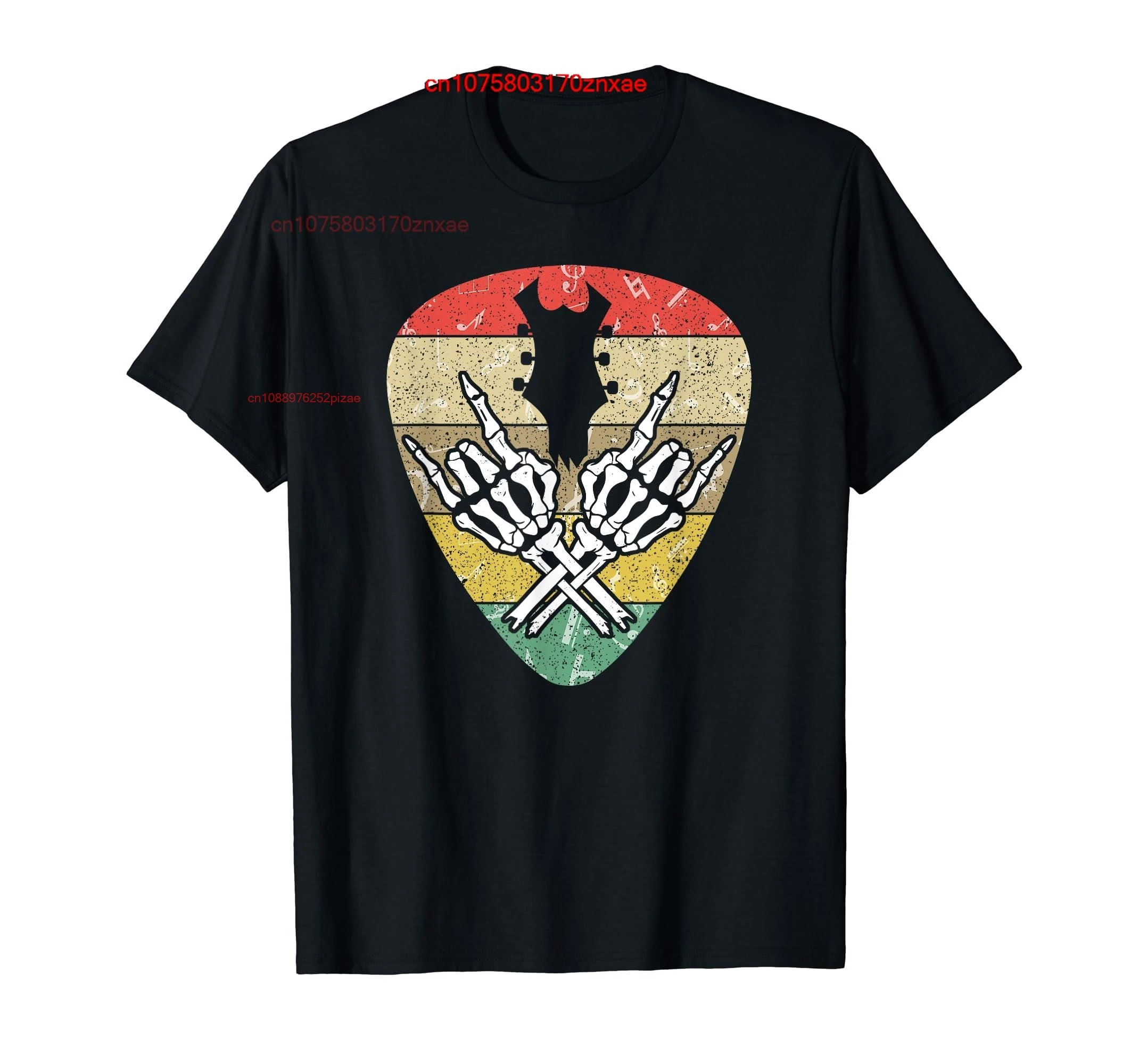100% Cotton Vintage Skeleton Hands 80s Rock & Roll Guitar Retro Music T-Shirt MEN WOMEN UNISEX T Shirts Size S-6XL