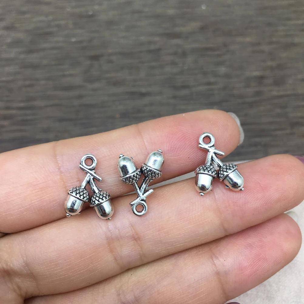 

100pcs Alloy Pendant Charms Earring Bracelet Material Diy Jewelry Making Pine Cone Shape For Necklace Keychain Anklet