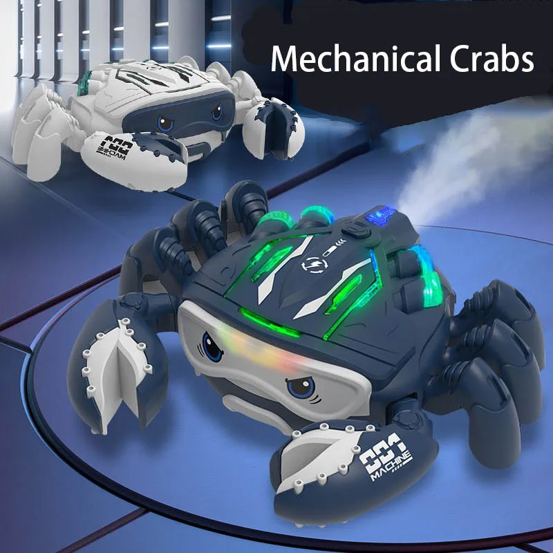 เด็กไฟฟ้าGimbal Crawling Mechanicalปูของเล่นไฟสเปรย์จําลองMechanical Shark 3-5 ปีของเล่นของขวัญ
