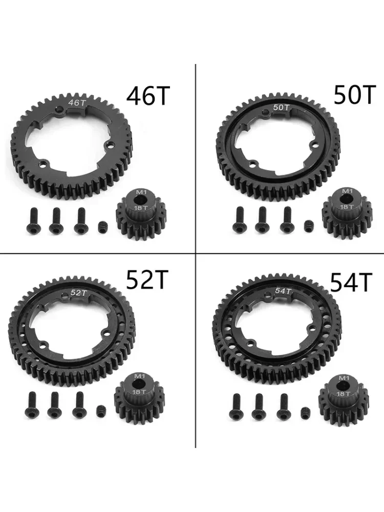 Engrenage droit en acier 46T 50T 52T 54T avec pignon M1 18T 6447 6449 pour Traxxas 1/5 x-maxx 1/7 XO-1 1/10 Maxx 1/10 E-REVO 2.0V