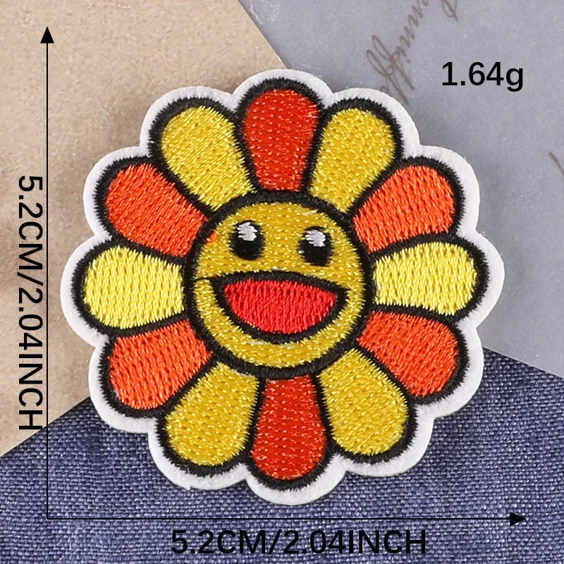 1 Piece Sun Flower Embroidery Patch Logo Mardi Gras Sticker for T-Shirt Patchs Anime Patches Clothes Star Textile Iron Patches