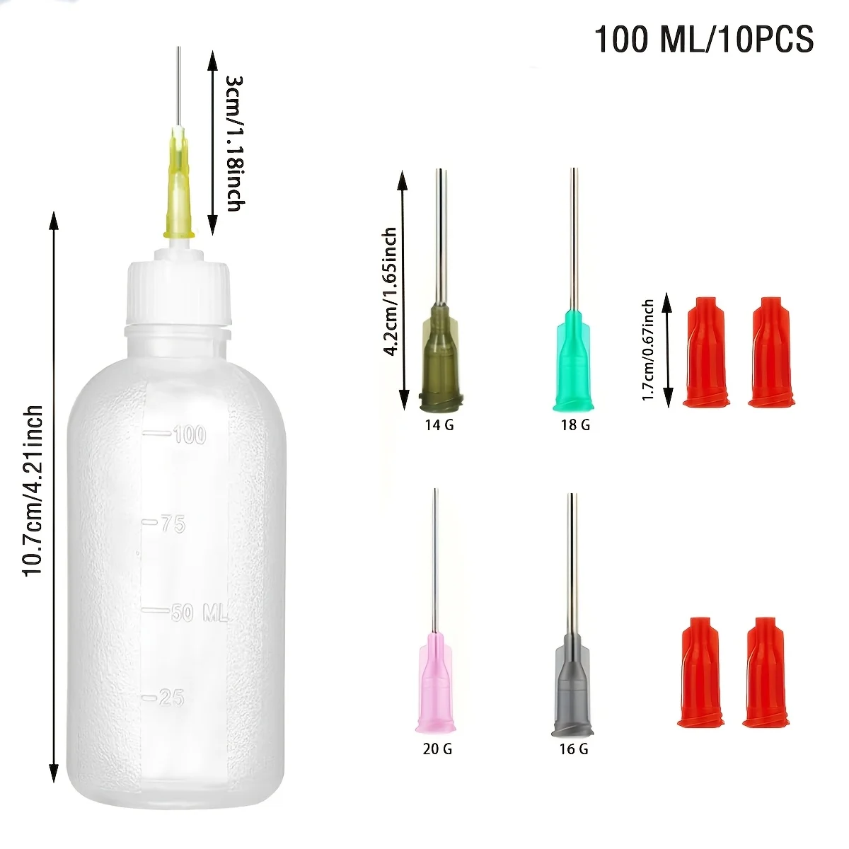5/10 Pc Dispensers Applicator Bottles Set, 100ml Dispensing Bottles With Funnel And Dispensing Needles for DIY Quilling, Acrylic