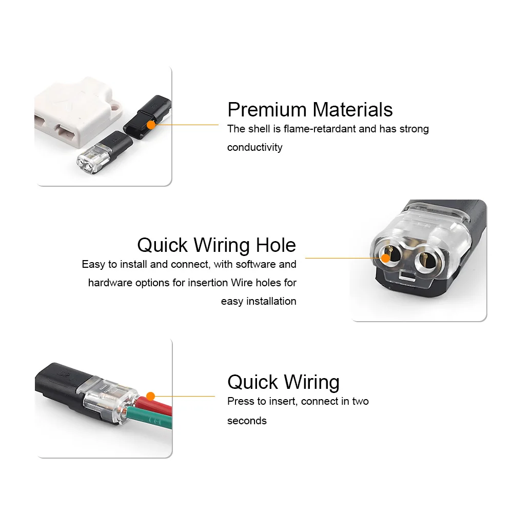 DIY GO Pluggable Wire Connector Kit with 1 to 2/3/4 Way Splitter No Crimp Push-in Terminal for Auto Moto LED Strip Junction Box