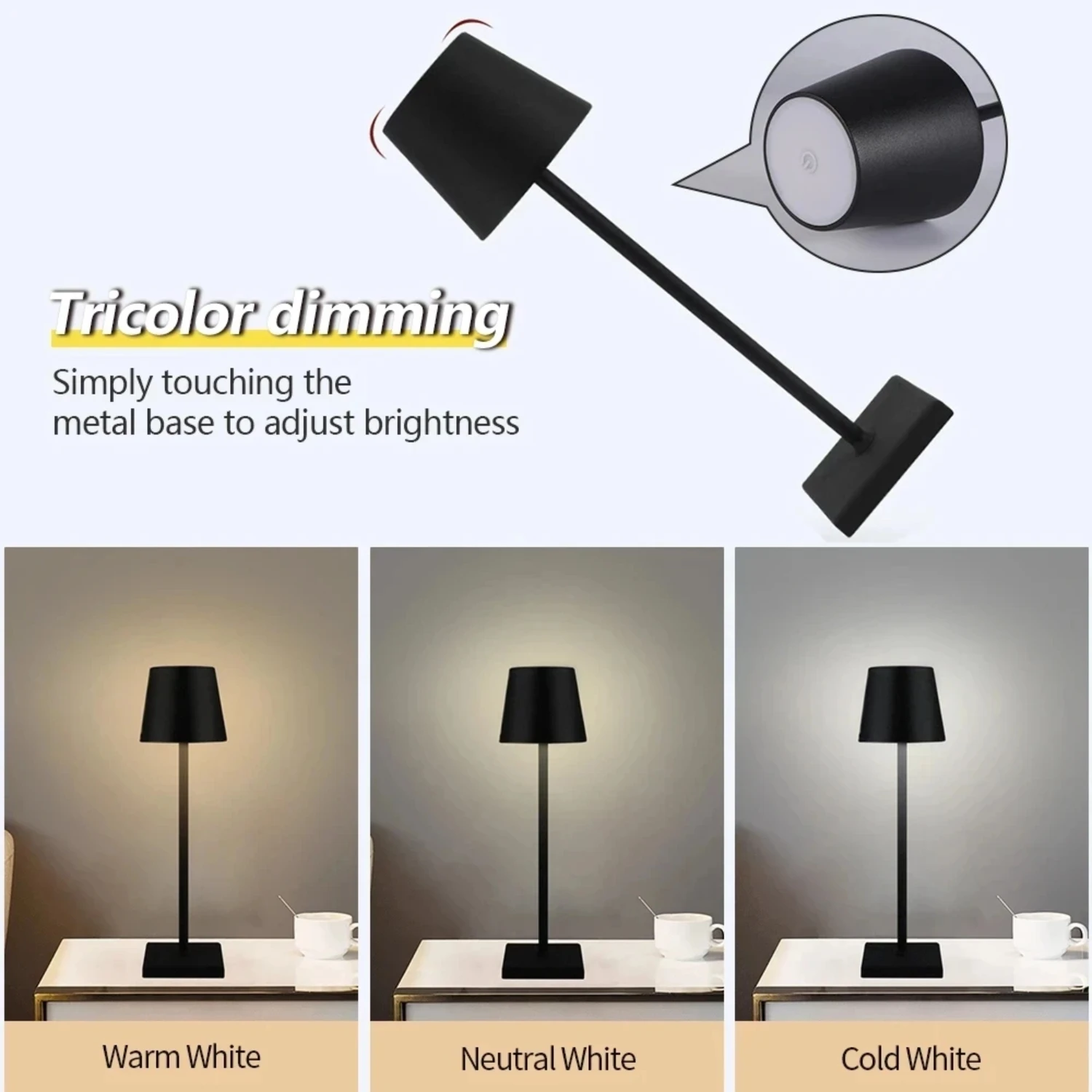 Impermeável sem fio LED Desk Lamp, USB recarregável Abajur, Restaurante Ambiance Lâmpadas, Hotel e Quarto Luzes, Novo