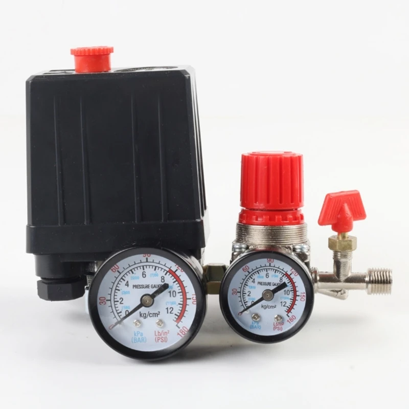 Air Compressor Pressure Switches Control Valves 90-120PSI 240V Replacement Part With Gauges Pressure Relief Valves