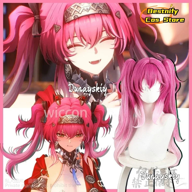

CosplayAnime Game Wuthering Waves Cosplay Lupa Jirai Kei Girls Hot Pink Twin Ponytails Gradient Y2K Hair Halloween Disguise for