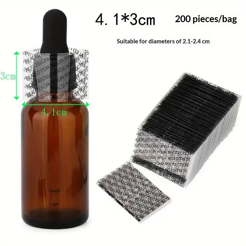200Pcs Printed Transparent Bands With Hole 41x30mm Heat Shrink Packaging Sealer For Bottles Sealing