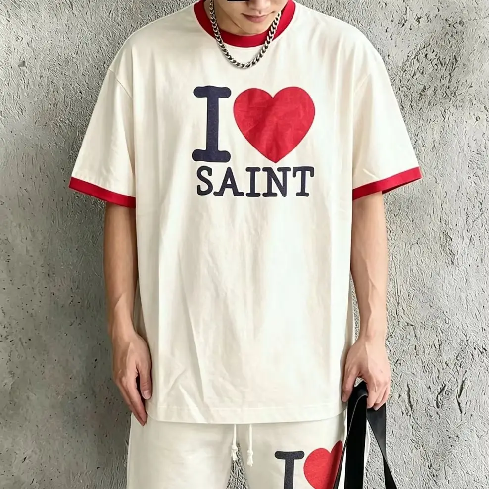 Summer Lovers Saint Short Sleeve Tee Casual Street Men Women Breathable Retro T-shirt