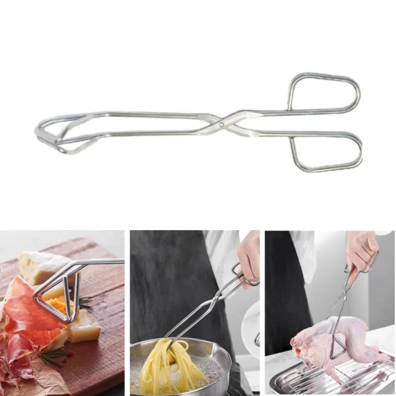 1pc Stainless Steel Food Tongs for Triangular Sandwiches Ideal for Barbecuing Deep-Frying Grilling Meat Searing Steaks