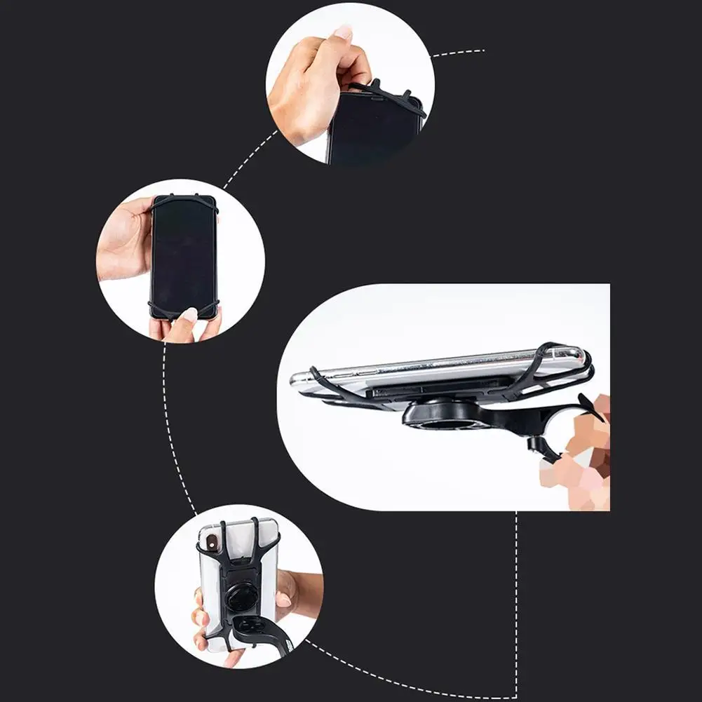 Universal Bike Phone Mount - Compatible with SRAM/Garmin Mounts, Adjustable Silicone Holder for Shockproof Cycling