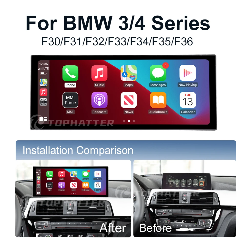 12.8 2K Car Radio For BMW 3 Series GT F30 F31 F32 F33 F34 F35 Screen CarPlay Android Auto Player Navi Display Head Unit audio HD