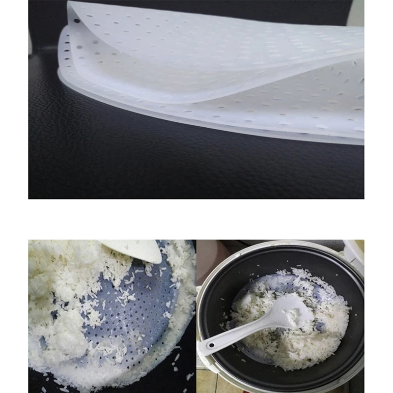 

1Pc White Round Rice Steamer Mat Paper Silicone Thickened Non Stick Pads Buns Baking Pastry Mesh Mat Cooking Tools