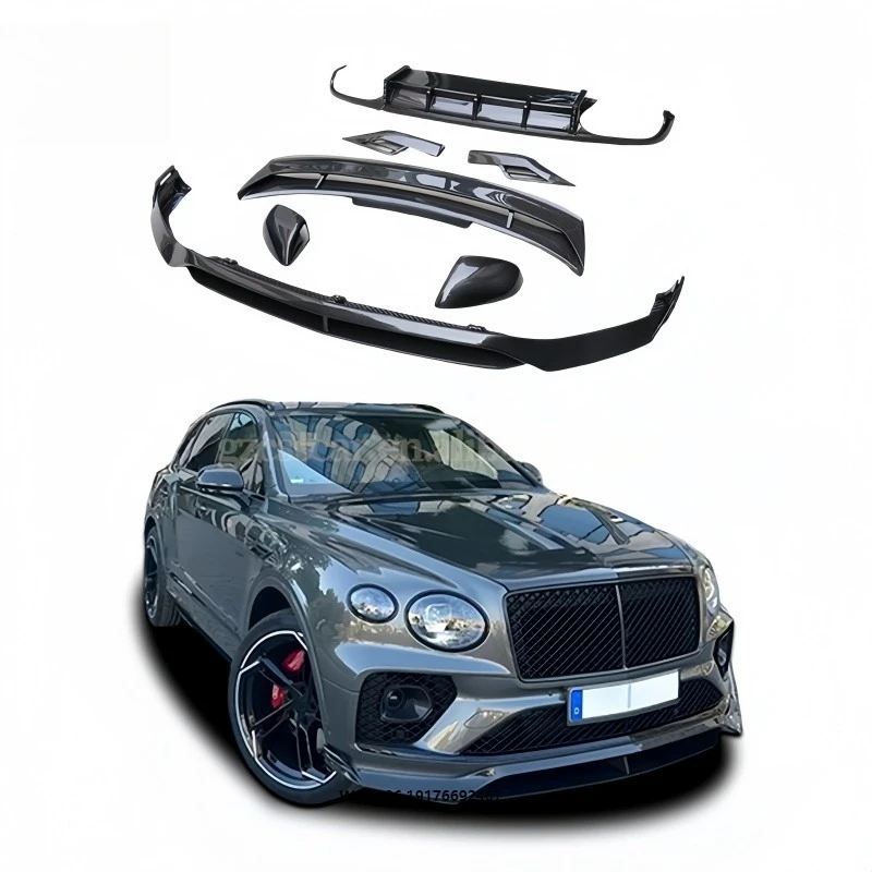 Difusor trasero y labio delantero de fibra de carbono seco estilo Lar Te, adecuado para el Kit de carrocería de cubierta de espejo retrovisor de alerón Bentley Bentega