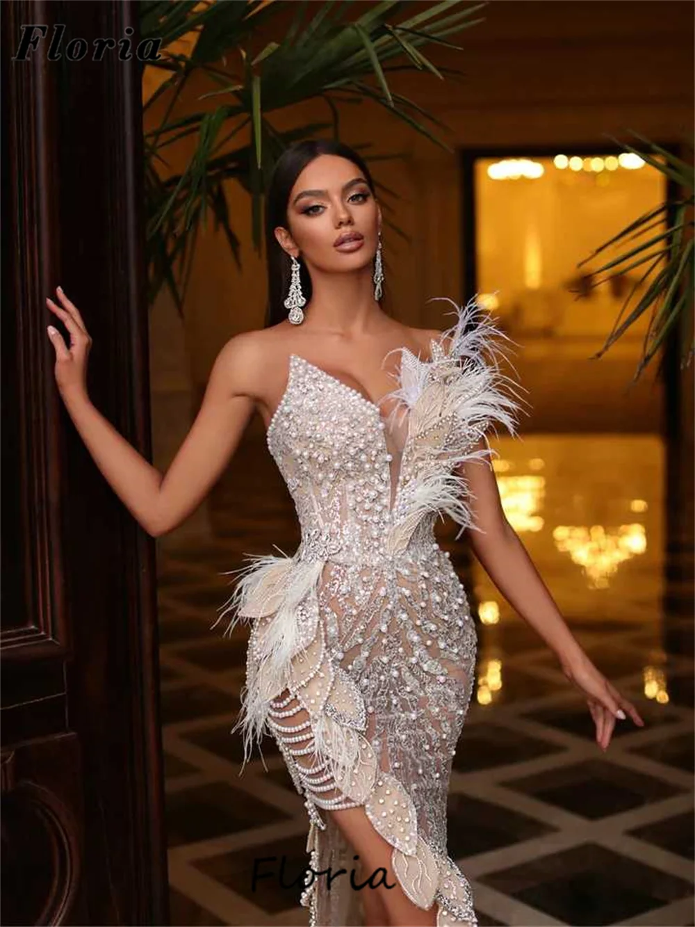 Robes de célébrité sirène perlées avec fente latérale, robes de soirée corset, tenues de Dubaï pour les occasions formelles, tout ce qui convient pour la fête, nouveau design