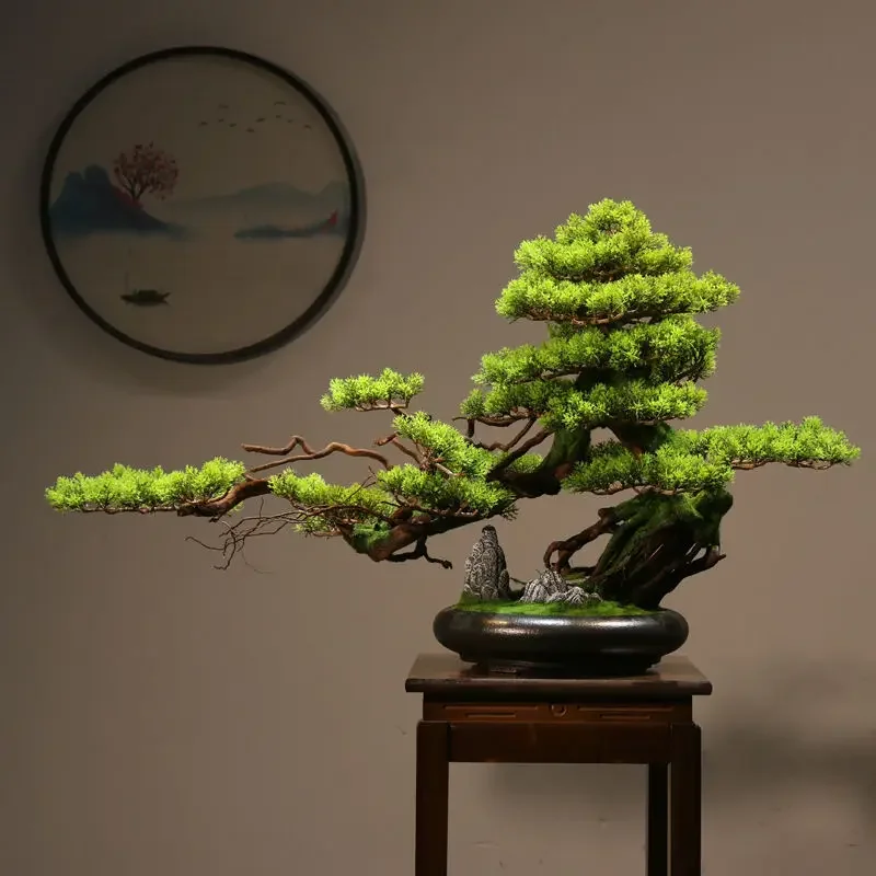 Simulation green plants welcoming pine bonsai planting corners and ornaments living room decorations Zen micro landscape