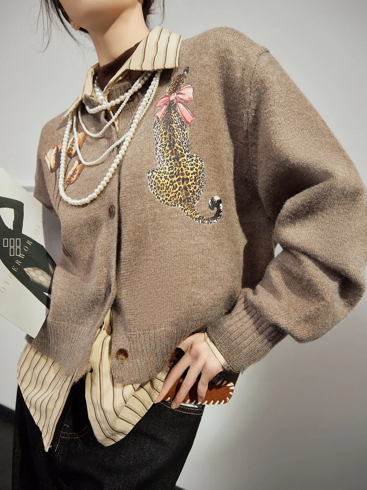 

Женский свободный свитер с принтом тюльпанов, теплый, с длинными рукавами, для повседневной носки, осенняя новинка