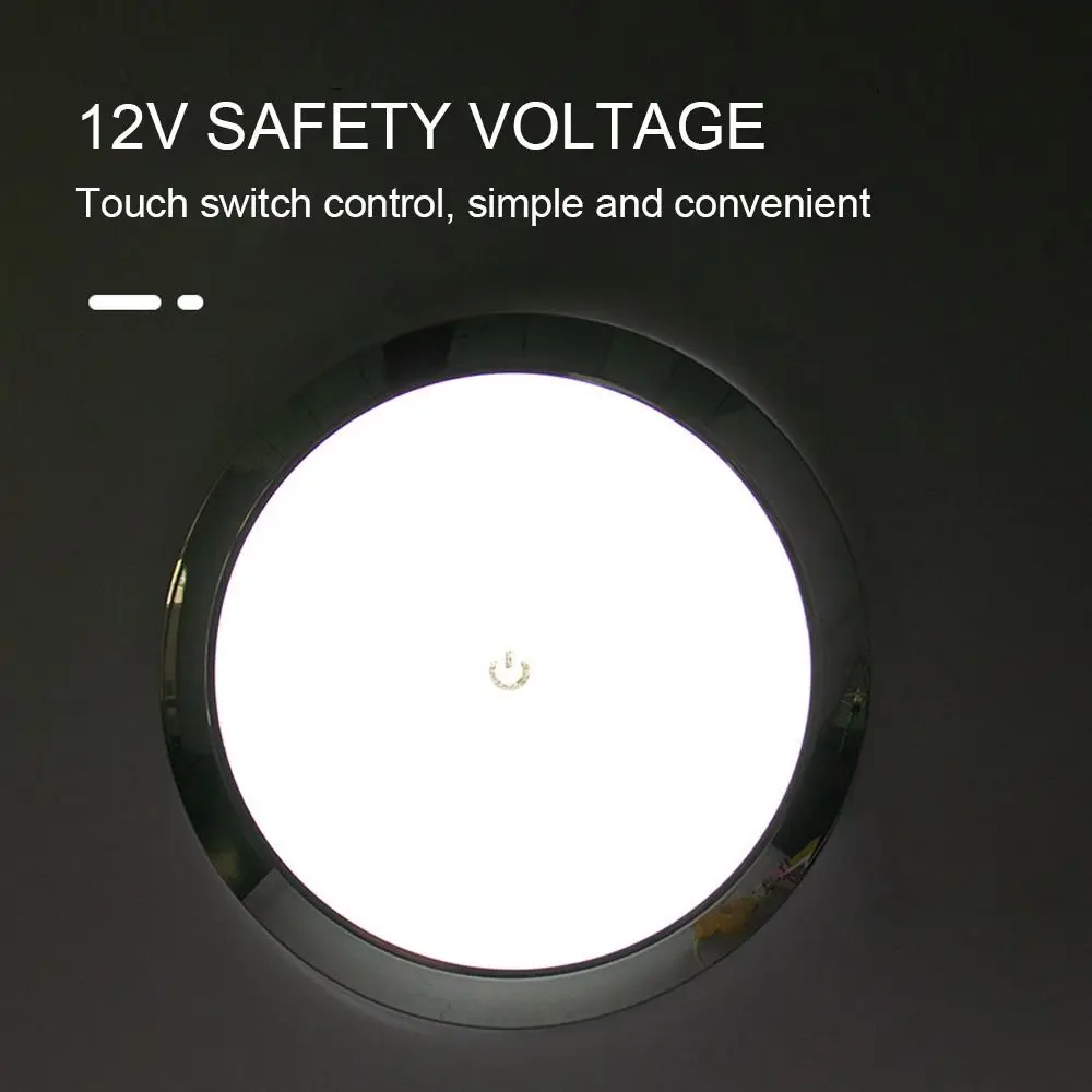 Ultra-thin RV 12V/24V Round Dome Light LED Touch Lamp Reading Light Ceiling Lamp