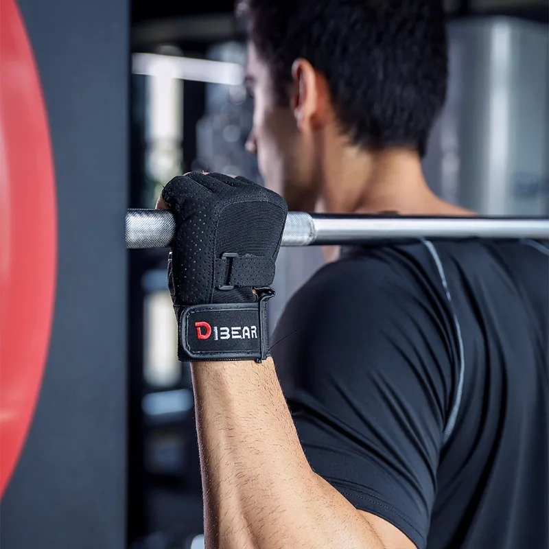 Bodybuilding Gym Gloves Powerlifting Dumbbell Pull Ups Crossfit Strength Training Fitness Gloves For Man Women Home Gym