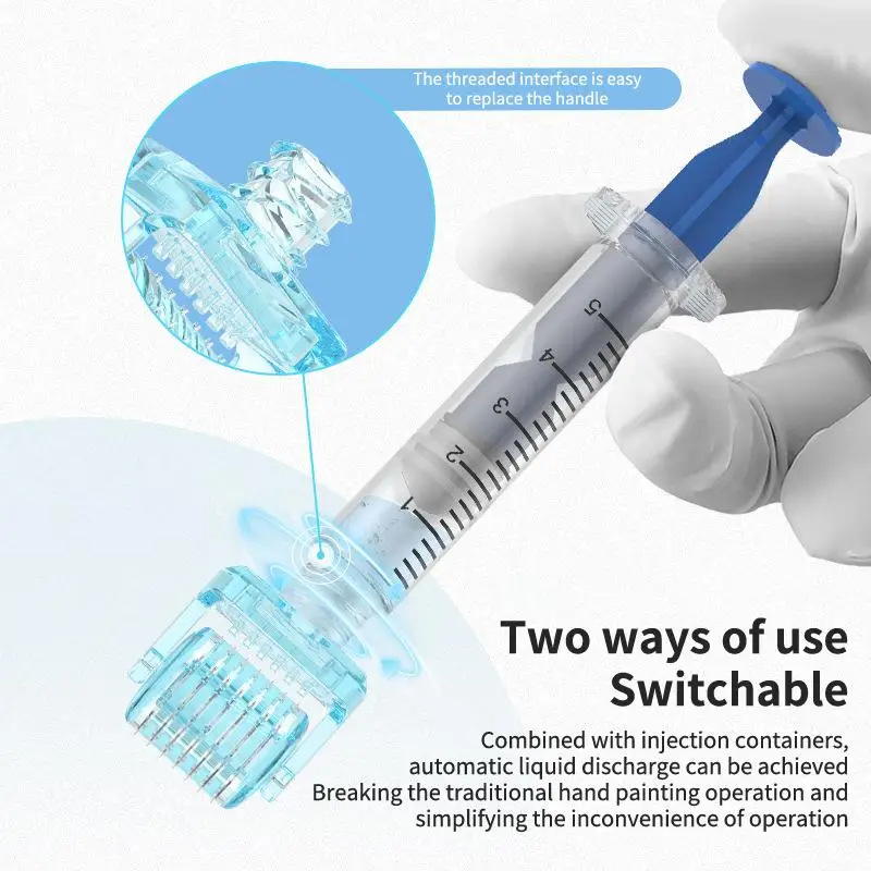 Adjustable Replaceable Needles Face Roll Skincare Tool Derma Microneedle Roller Stamp Set With 0.25mm Needles
