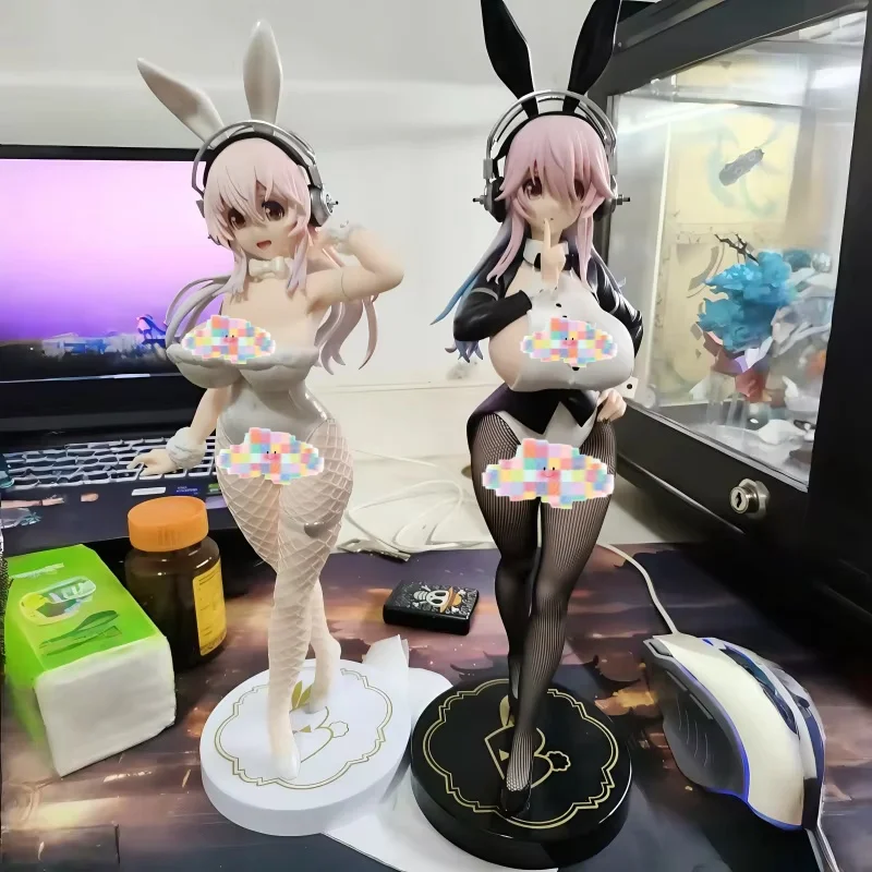 Original Furyu 30cm Super Sonico Anime Action Figures Bunny Girl Tuxedo Pvc Model Figurine Toys Collection Desktop Ornaments