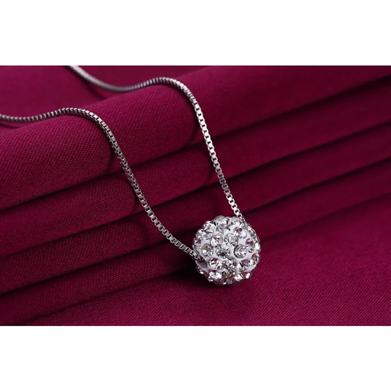 Trendy Lucky Ball Pendants Necklaces for Women Rose White Gold Color Crystal Fashion Jewelry for Girls Xmas Gift Party Jewelry image 4