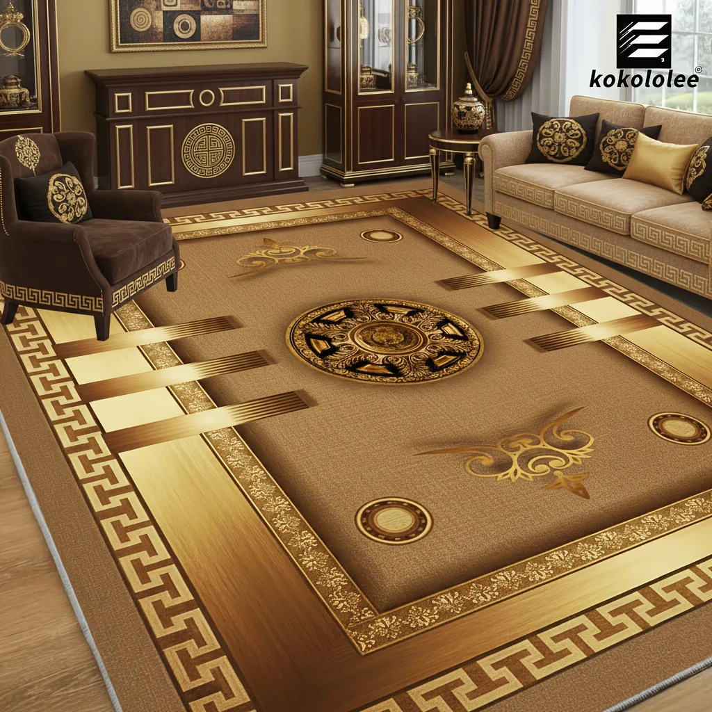1pc Luxury Velvet Area Carpet | Bohemia Pattern, Non-Slip Polypropylene Backing, Machine Washable, 100% Polyester Fiber, Ideal f