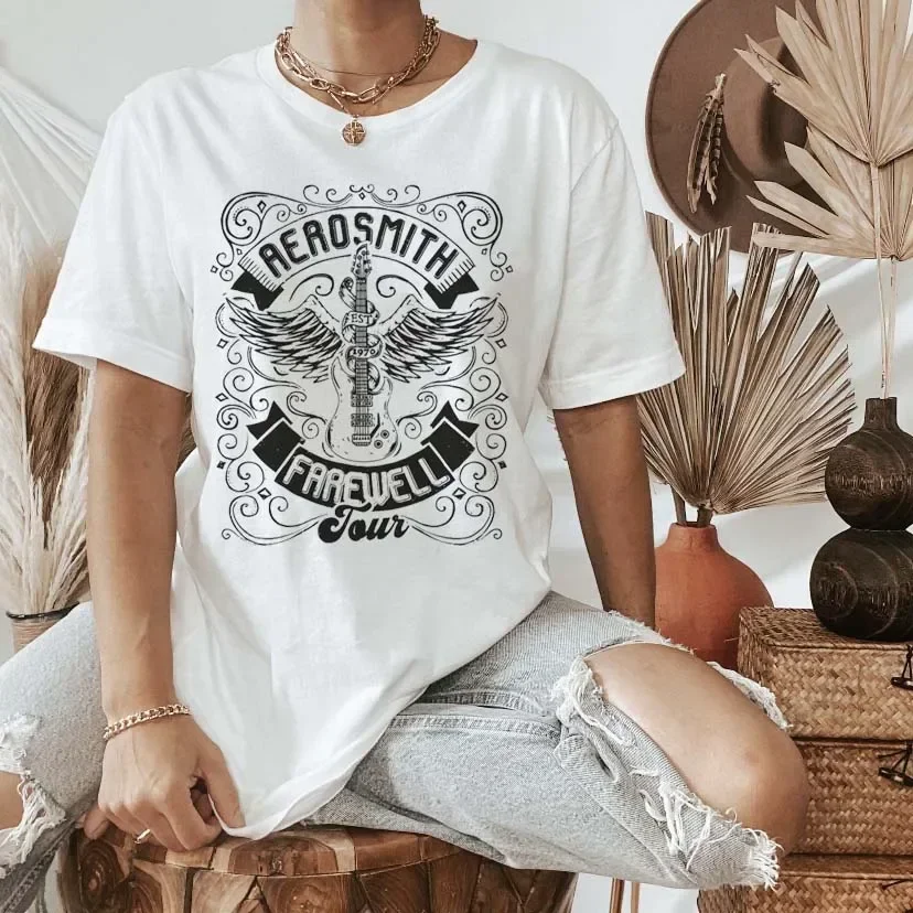 Aerosmith Farewell Tour Rock And Roll T-Shirt Women's Summer Vintage Fun Pattern O-Neck Fashion Style Printed T-Shirt Clothing G