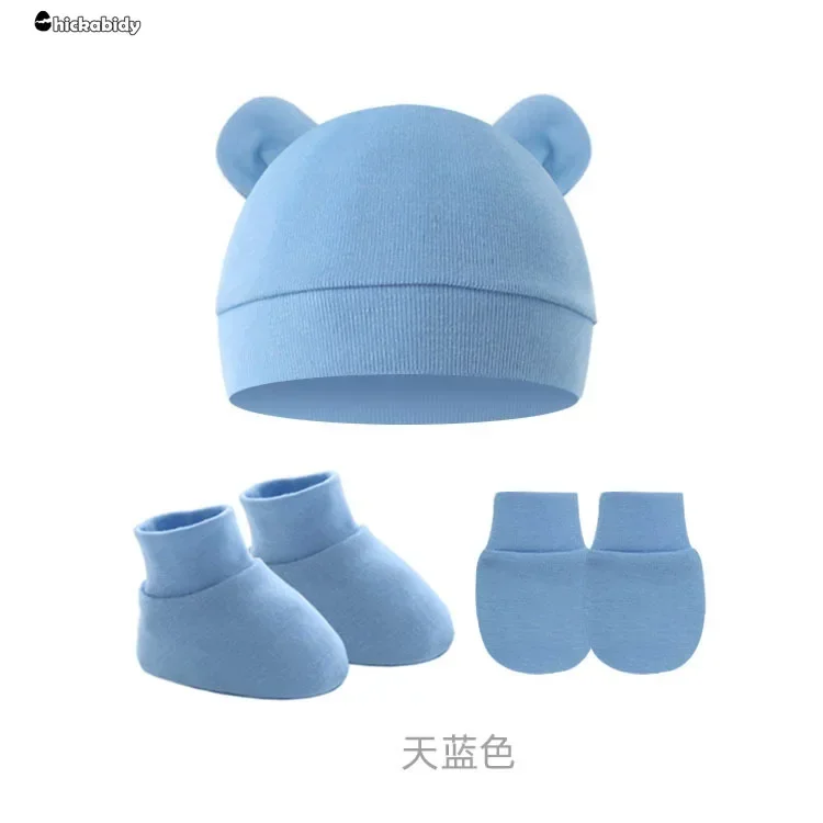 3pcs Big Bow Soft Baby Hat Baby Girls Boys Turban Hat Newborn Infant Cap Knitted Beanies Toddler Headwraps Kids Headwear