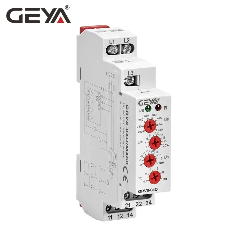 GEYA GRV8-04 05 06 08 Three Phase Voltage Control Relay Phase Sequence Phase Failure Over Voltage Undervoltage Protection