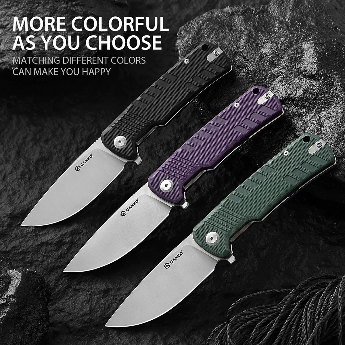 +-60HRC Ganzo G769 D2 blade G10 Handle Folding knife Survival tool Pocket Knife tactical outdoor tool