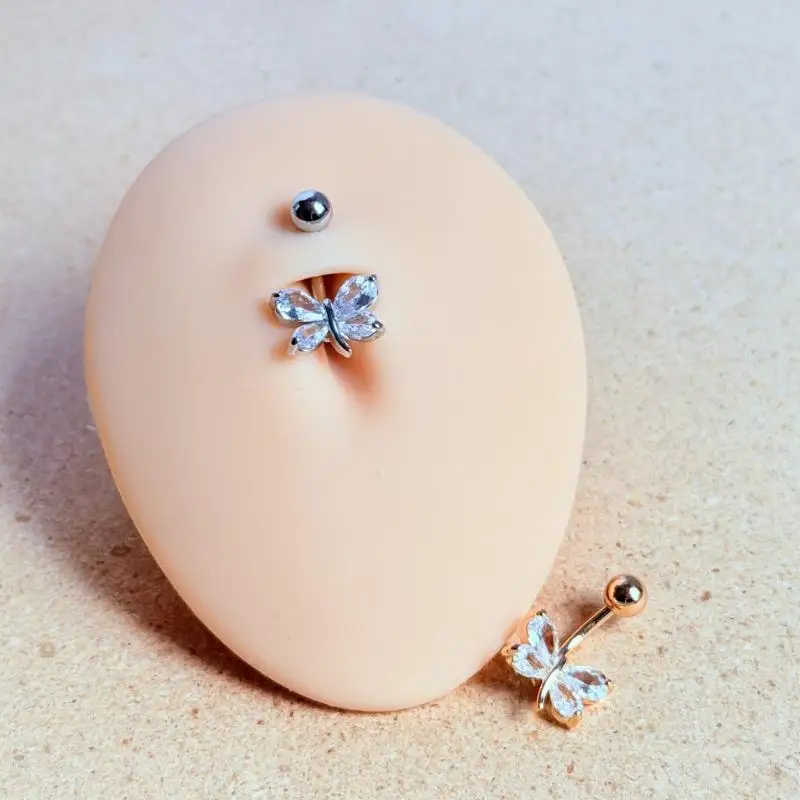 Belly Button Ring Minimalist Dragonfly Butterfly Shape Sexy Non-fading Navel Piercing Jewelry for Women Daily Casual Wear