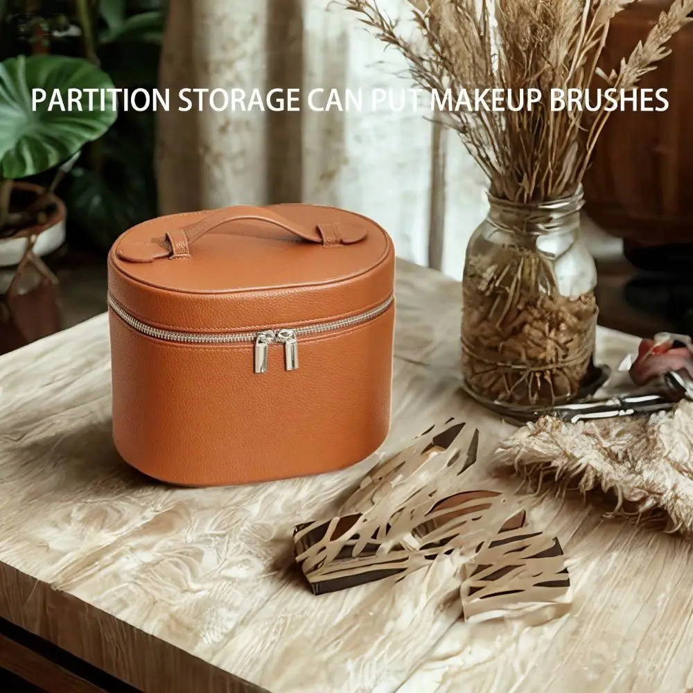 Large Capacity Cosmetic Box Internal Storage Box Waterproof Makeup Bag PU Leather Zipper Closure Travel Organizer Bag