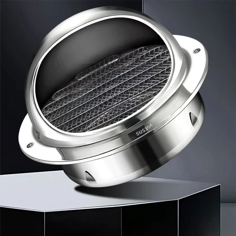 Stainless Steel Round Wall Vent Cover Dryer Exhaust Duct Grille For HVAC Bathroom Kitchen