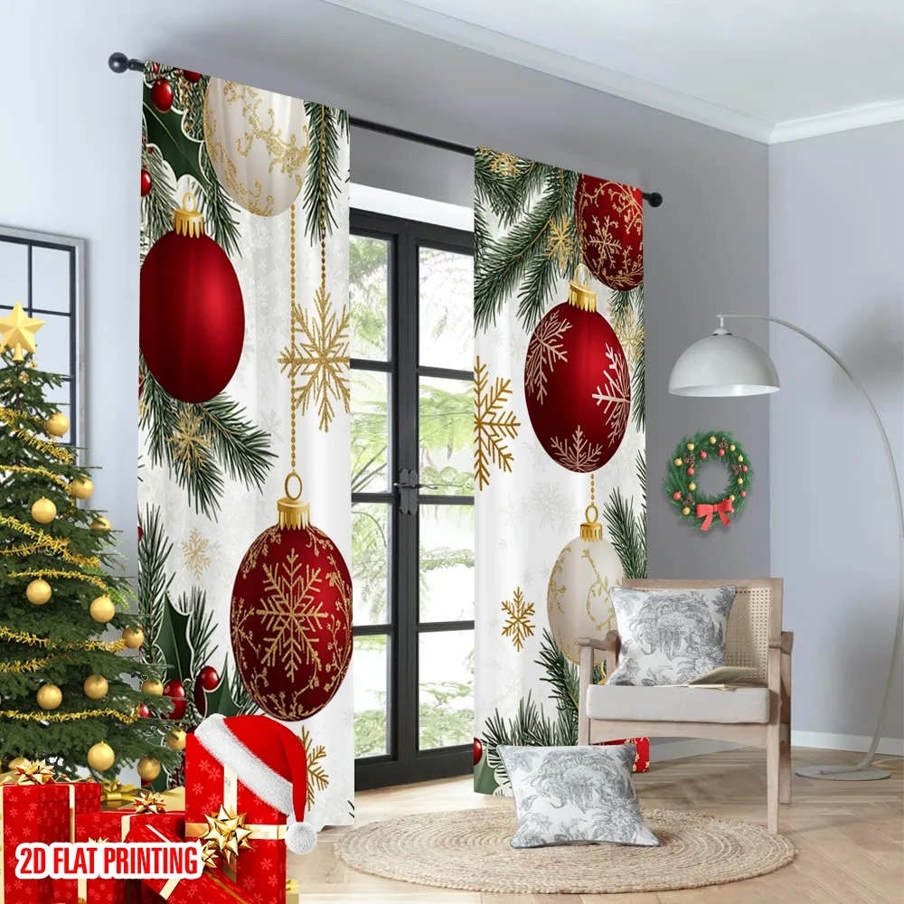 2 قطعة 2D الطباعة المسطحة عيد ميلاد سعيد الستار الشعبي عيد الميلاد الحلي الثلج جارلاند 100% البوليستر بدون كهرباء #4