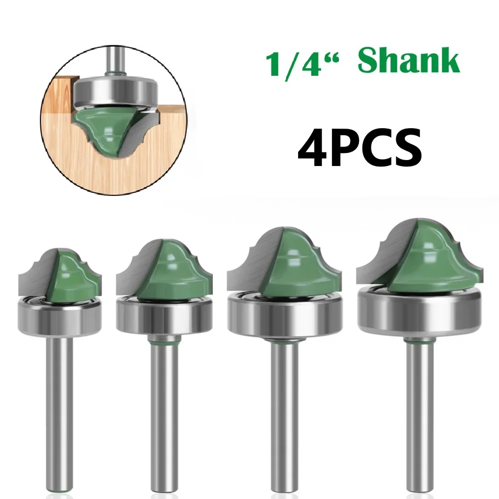 4PCS 1/4 Inch Double Sided Shank For Frame Router Line Two Bit Roman Ogee Edging