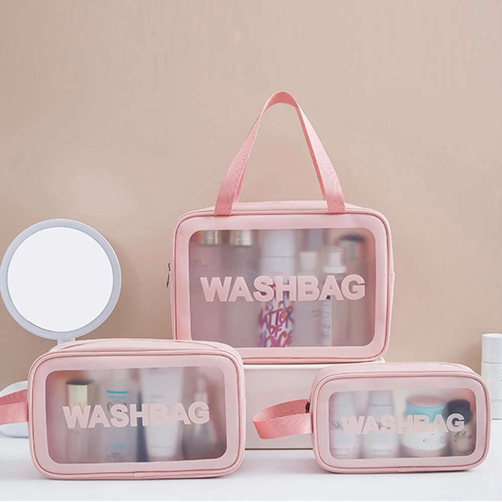 Pu Frosted Clear Makeup Box Waterproof Travel Toiletry Bag Large Capacity Portable Bath Storage Bag Children\'s Lunch Bag