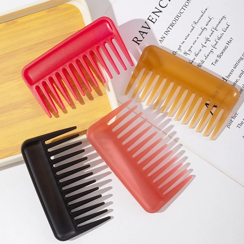 Big Teeth Heat-resistant Large Wide Tooth Comb Detangling Hairdressing Comb Multicolor Flat Comb Hair Salon Styling Tool