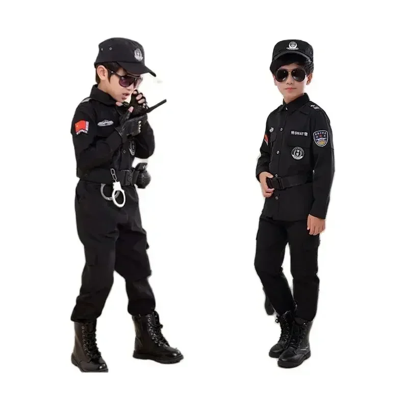 Dzieci policja kostiumy Cosplay dzieci Party karnawał specjalny mundur policjanta Halloween chłopcy armia policjanci odzież zestaw zabawek