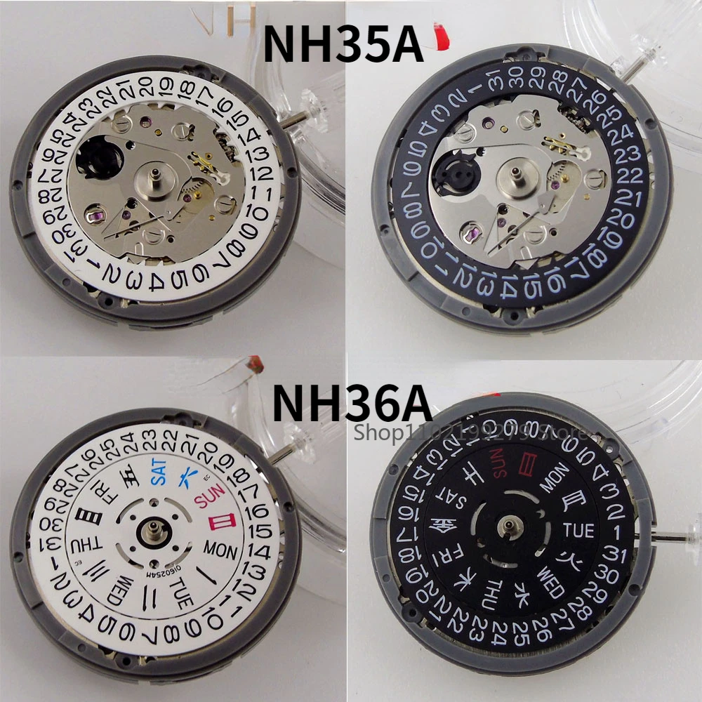 NH35 NH36 Automatic Mechanical Movement Day/Date Display For 3/3.8/4 o'clock Crown Watch Accessories Hacking Second