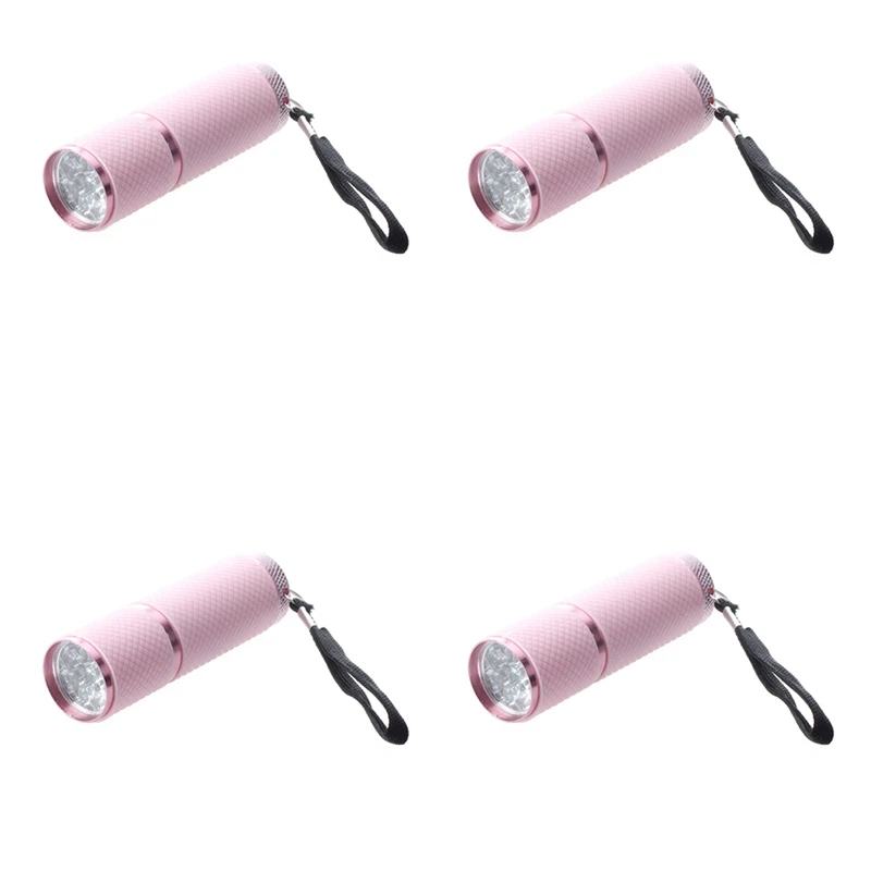 

4X Outdoor Mini Pink Rubber Coated 9-LED Flashlight Torch Promotion