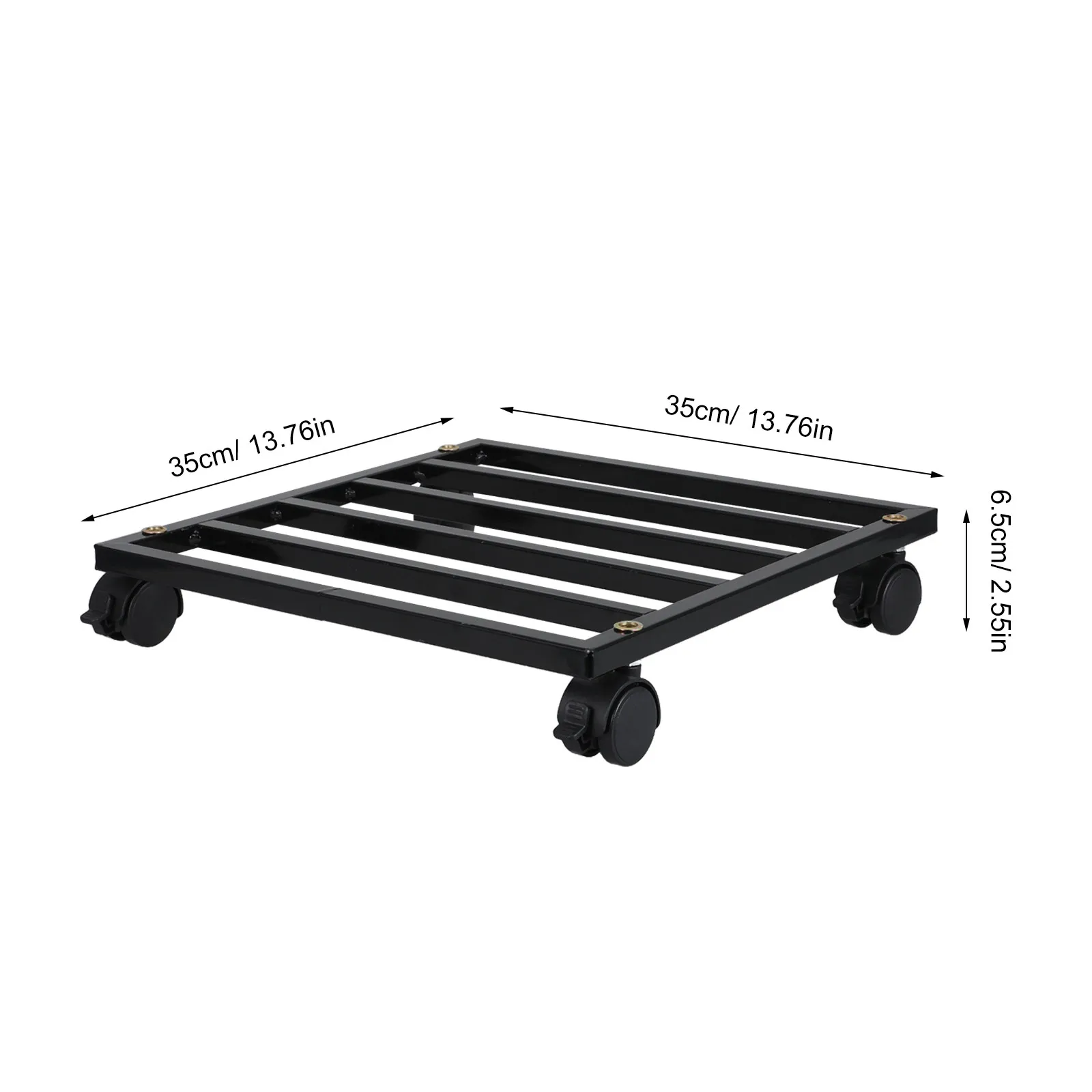Metal Plant Stand Square 13.8-Inch Iron Flower Pot Holder Outdoor Rolling Planter Base Mobile Flower Pot Stand Outdoor