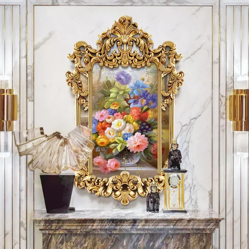 Entrance decoration paintings, flower oil paintings, rose , European style , French murals, corridor restauran
