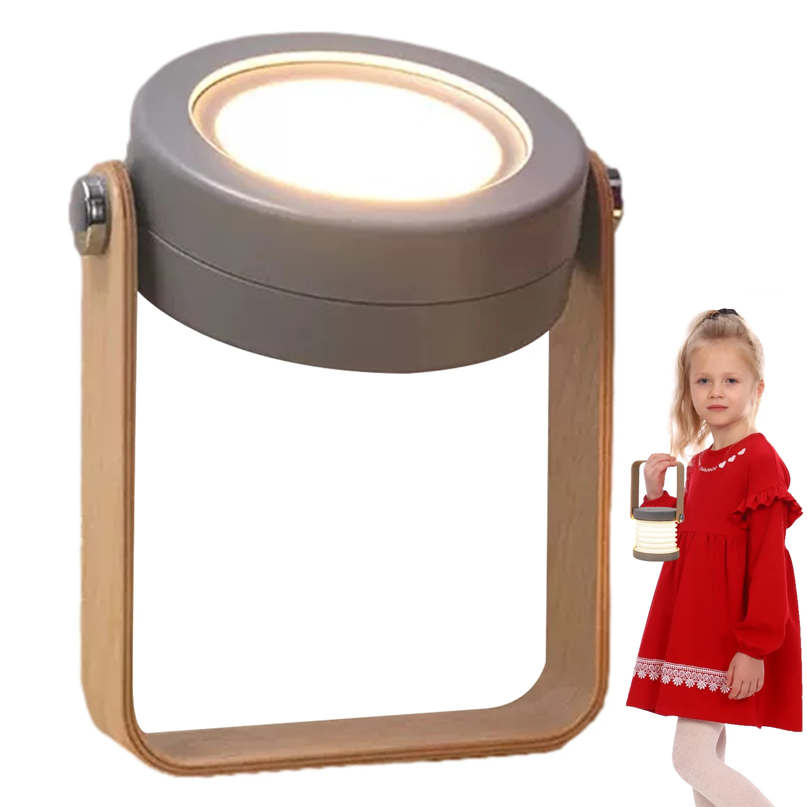 Creative Wooden Handle Portable Lantern Lamp Telescopic Folding LED Table Lamp Charging Bedside Night Light Reading Lamp